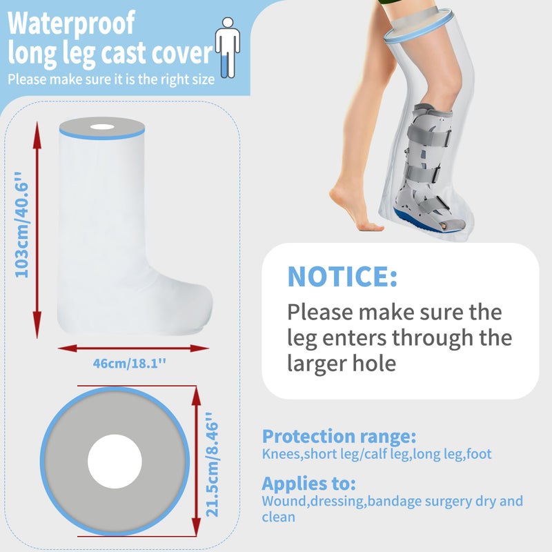 KEEFITT Adult Leg cast Protector for Shower, Waterproof Shower Bandage and Cast Cover Full Leg Watertight Protection to Broken Leg, Knee, Foot, Ankle Wound, Burns 100% Reusable (Full Leg 43.5"20"9.8") - Image 2